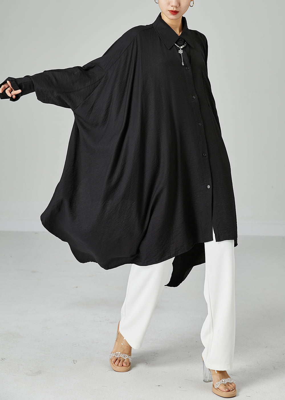 Style Black Asymmetrical Design Oversized Cotton A Line Dresses Summer