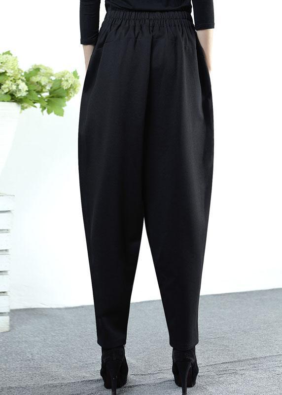 Style Black High Waist Pockets Thick Casual Winter Pants - Omychic