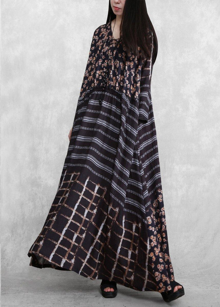 Style Black Print Long Maxi Dress - Omychic
