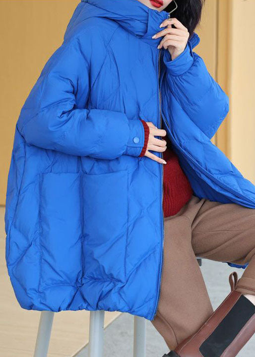 Style Blue Hooded Oversized Duck Down Puffer Jacket Winter