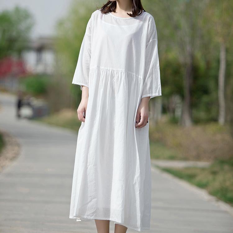 Style Chinese Button cotton Soft Surroundings Wardrobes white Dresses summer - Omychic