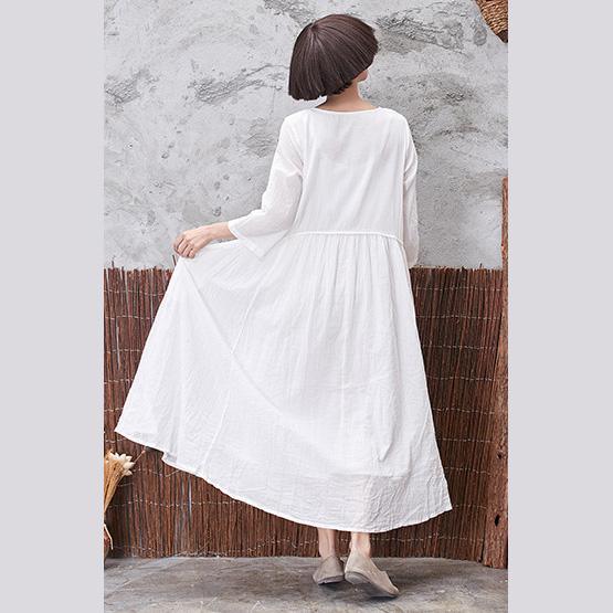 Style Chinese Button cotton Wardrobes Tutorials white o neck Art Dresses summer - Omychic