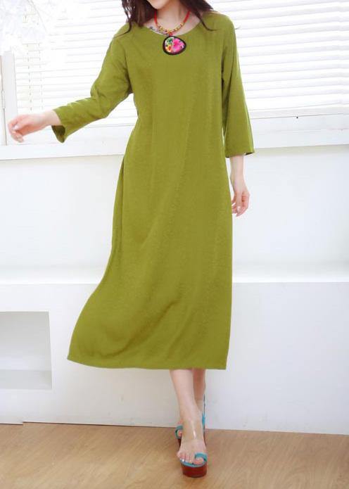 Style Fruit Green Clothes O Neck Half Sleeve Robe Dresses - Omychic