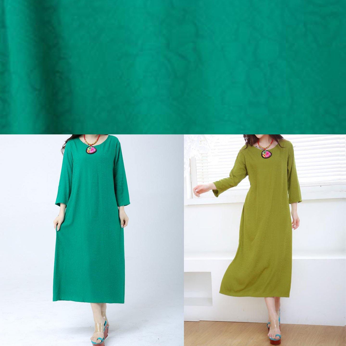 Style Fruit Green Clothes O Neck Half Sleeve Robe Dresses - Omychic