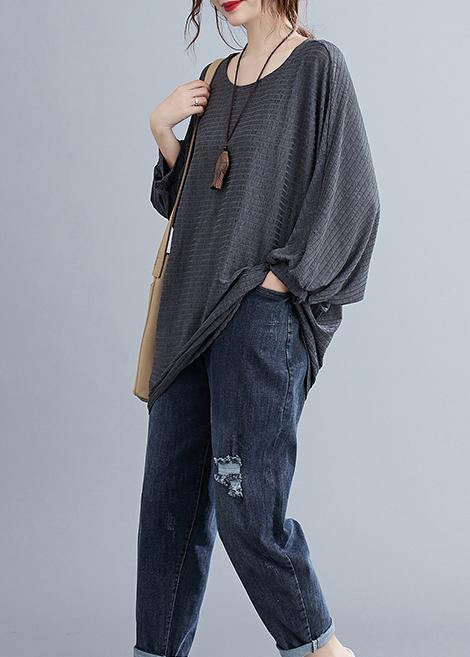 Style Gray Cotton Shirt Tops - Omychic