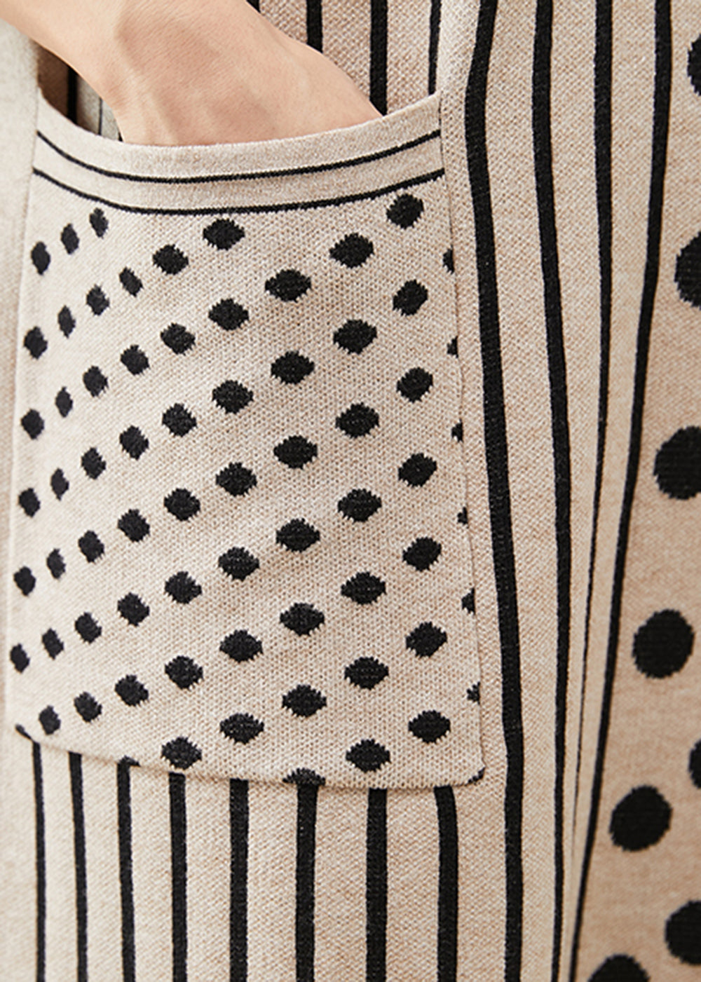 Style Khaki Patchwork Print Knit Sweater Dress Fall