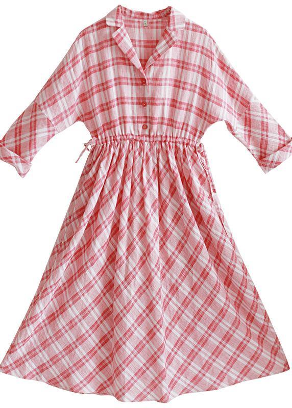 Style Notched Summer Quilting Dresses Fashion Ideas Red Plaid Art Dress - Omychic