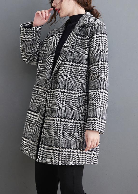 Style Plaid Top Quality Outwear Design Notched Pockets Spring Coat - Omychic