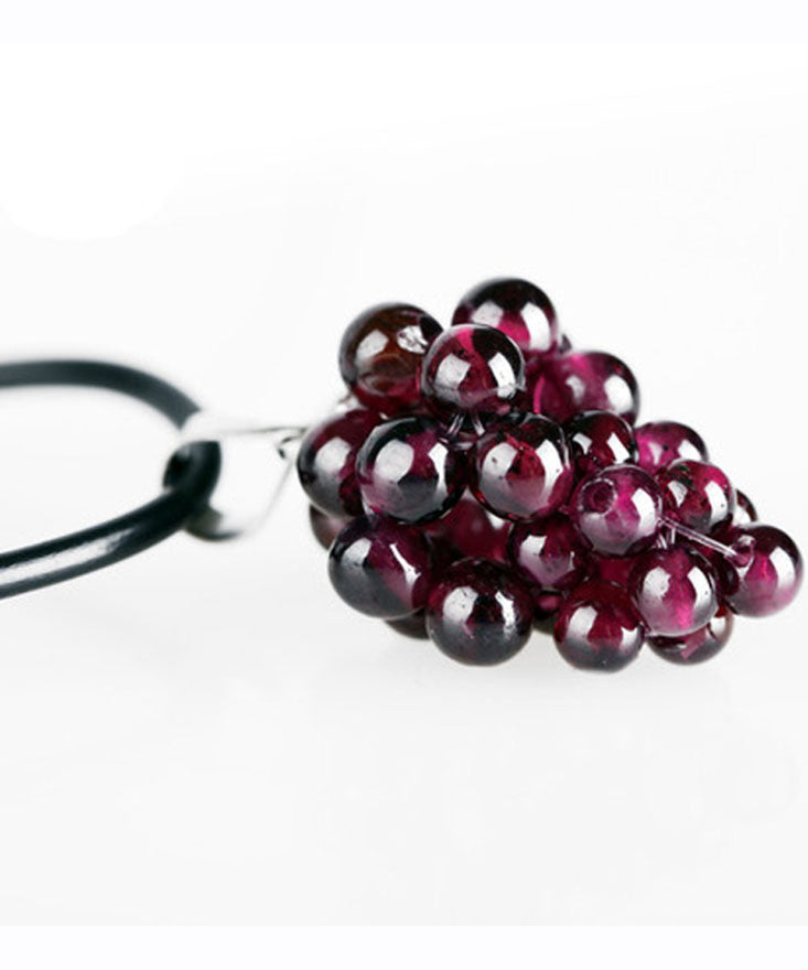 Style Purple Hand Knitting Garnet Grape Pendant Necklace