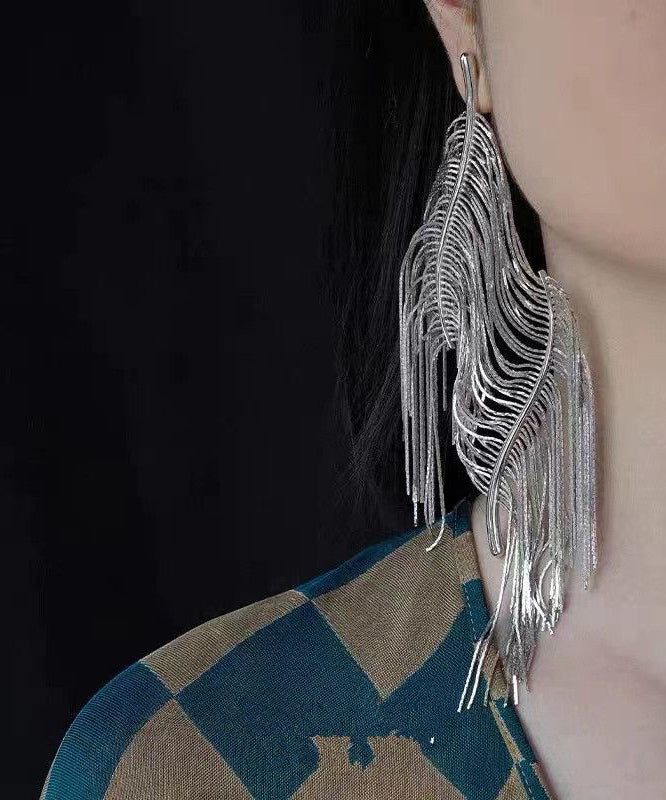 Style Silk Sterling Silver Tassel Drop Earrings