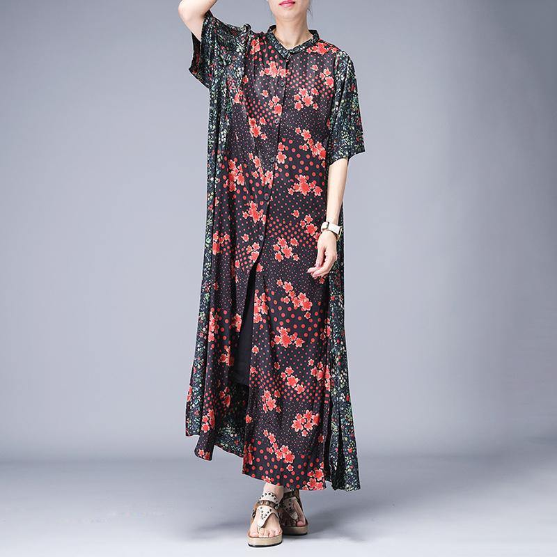 Style clothes red For Women Boho Rural Floral Printed Elegant Casual Coat - Omychic
