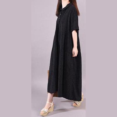 Style cotton clothes black prints Summer Fashion Short Sleeve Dress - Omychic
