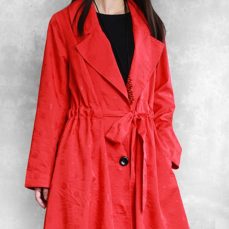 Style drawstring Fashion clothes For Women red tunic outwears fall - Omychic