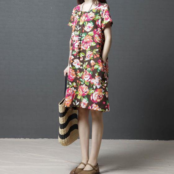 Style o neck Cotton Tunics Fashion Ideas floral Dress summer - Omychic