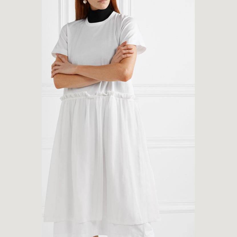 Style ruffles waist cotton clothes Runway white Traveling Dress summer - Omychic