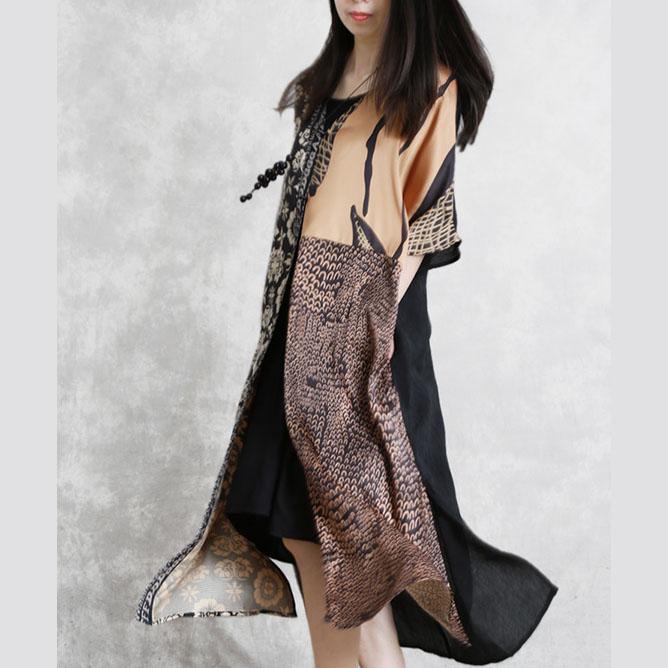 Style v neck batwing sleeve Women silk chocolate Traveling cardigan summer - Omychic