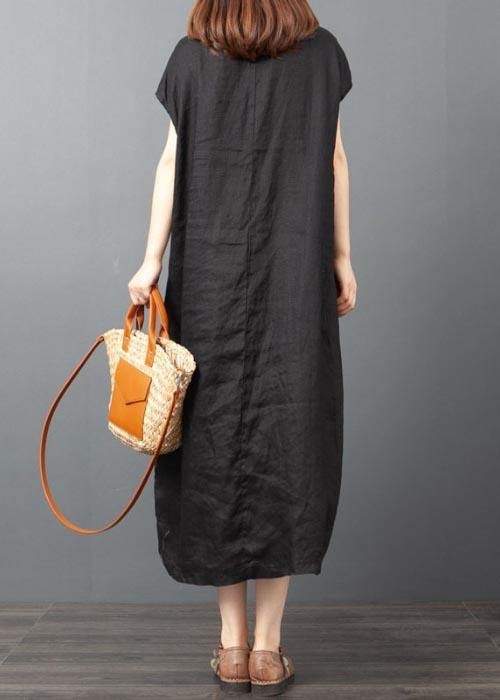 Stylish  Black Plaid Patchwork Button Long Dresses Summer - Omychic