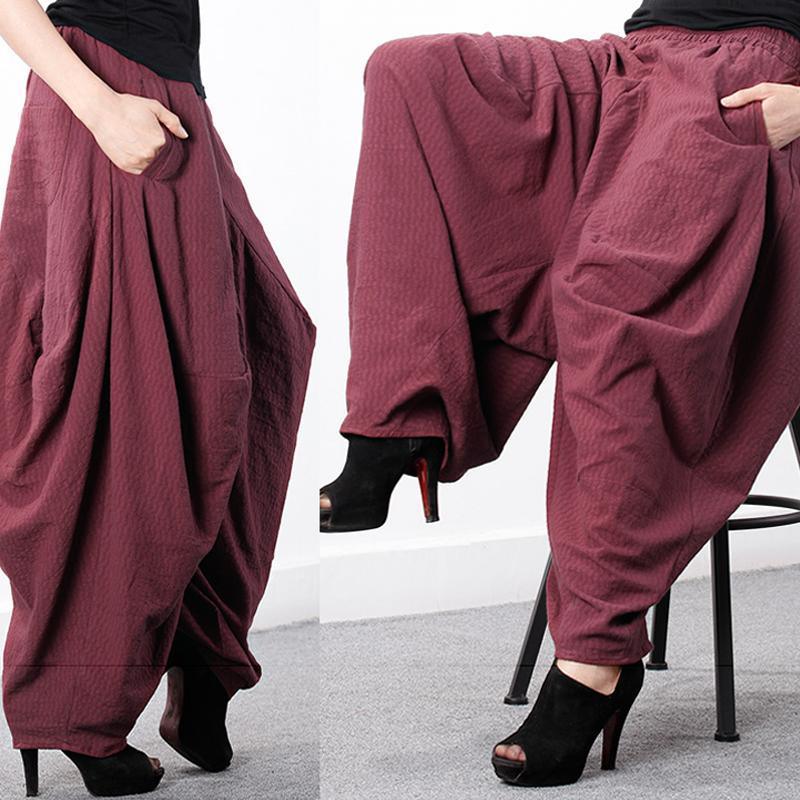 Stylish 2019 New Women Cotton Loose Linen Baggy Harem Pants - Omychic