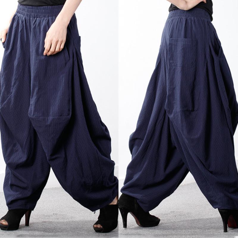 Stylish 2019 New Women Cotton Loose Linen Baggy Harem Pants - Omychic