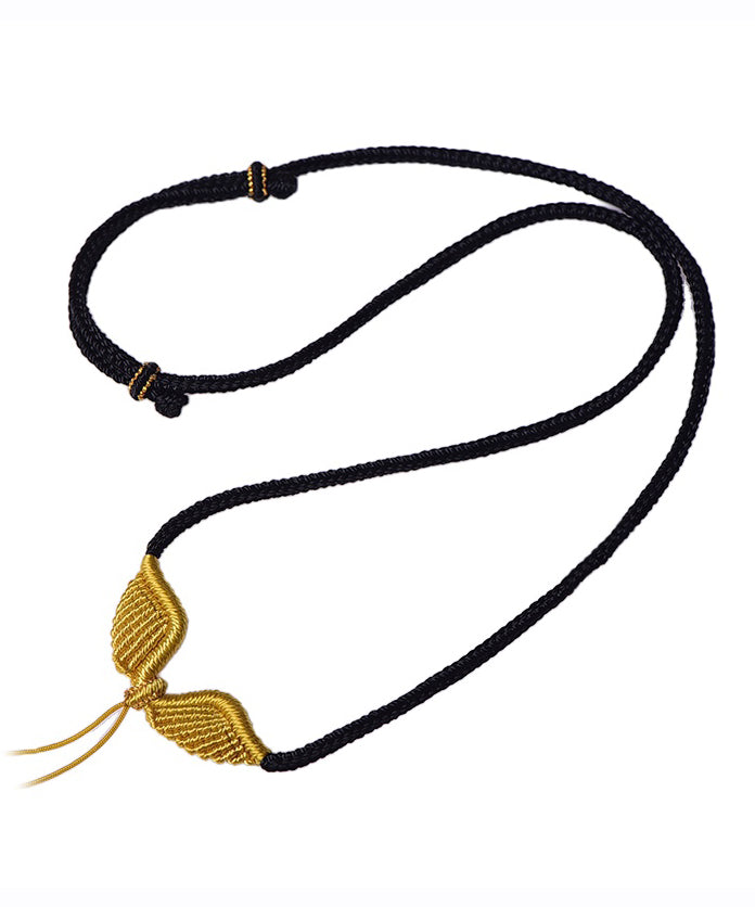 Stylish Black Hand Knitting Jade Eight Strand Braided Pendant Necklace