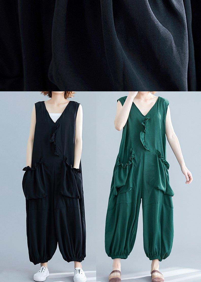 Stylish Black Pockets Summer Cotton Jumpsuit Women - Omychic