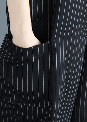 Stylish Black Striped Wide Leg Summer Jumpsuit - Omychic