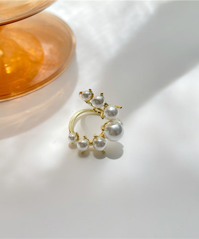 Stylish Gold Alloy Pearl Rings