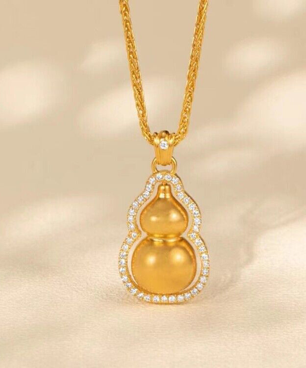 Stylish Gold Copper Overgild Gourd Pendant Necklace