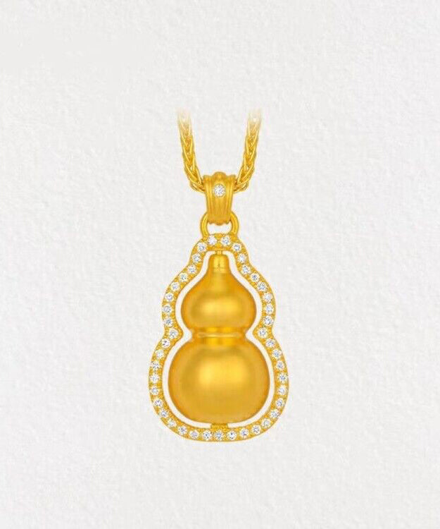 Stylish Gold Copper Overgild Gourd Pendant Necklace