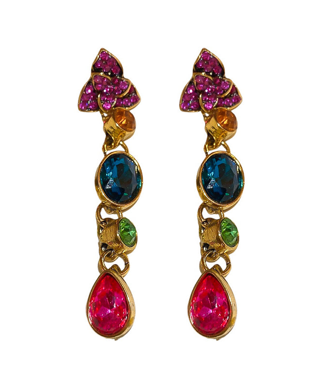 Stylish Rainbow Alloy Zircon Crystal Water Drop Drop Earrings