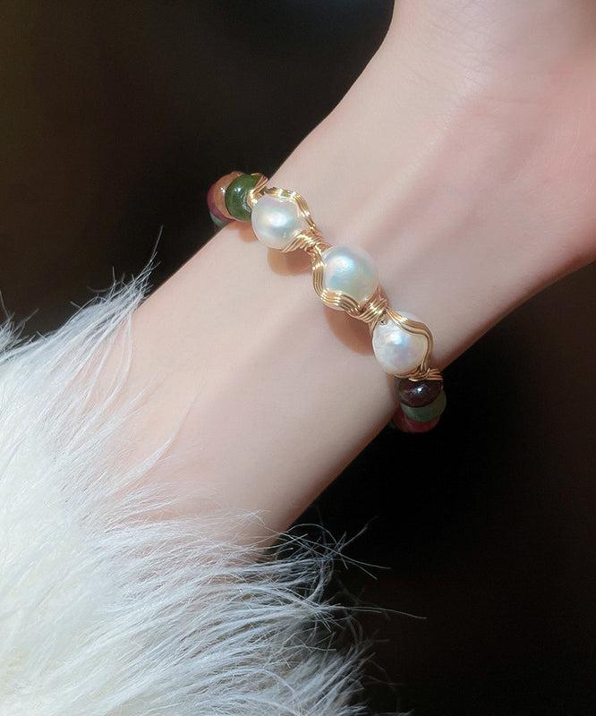 Stylish Rainbow Copper Pearl Agate Bangle