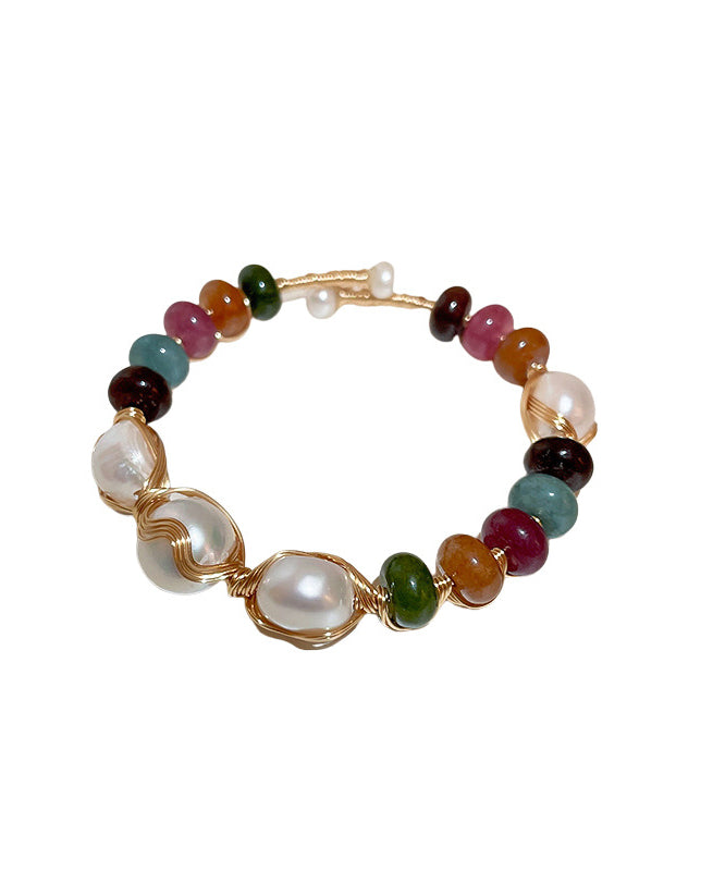 Stylish Rainbow Copper Pearl Agate Bangle