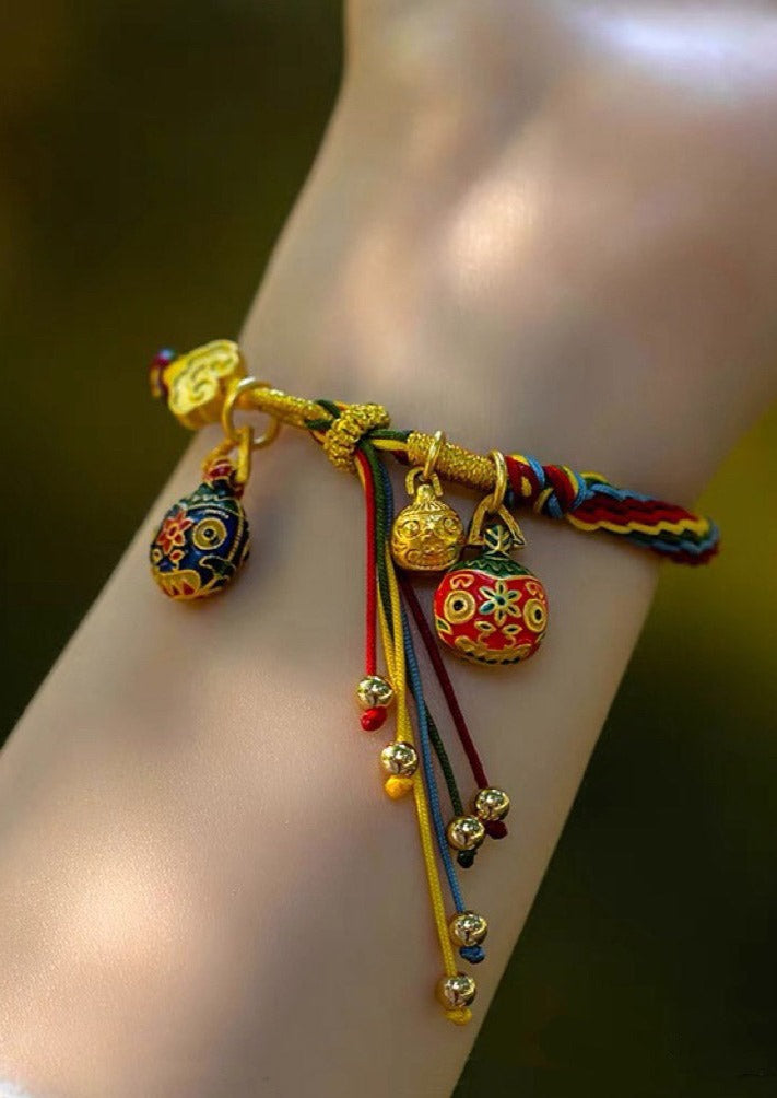 Stylish Rainbow Overgild Hand Knitting Animal Colorful Rope Charm Bracelet