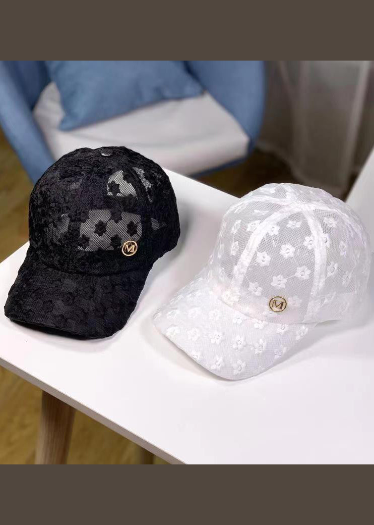 Stylish White Floral Embroidery Baseball Cap Hat