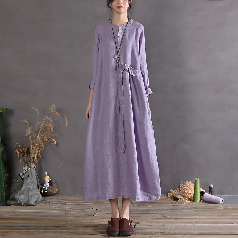 Stylish 2021 Linen Dresses Oversize Vintage Sundress Short Sleeve Maxi Dress - Omychic