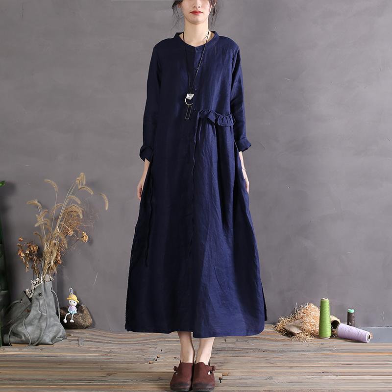 Stylish 2021 Linen Dresses Oversize Vintage Sundress Short Sleeve Maxi Dress - Omychic