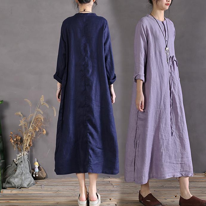 Stylish 2021 Linen Dresses Oversize Vintage Sundress Short Sleeve Maxi Dress - Omychic