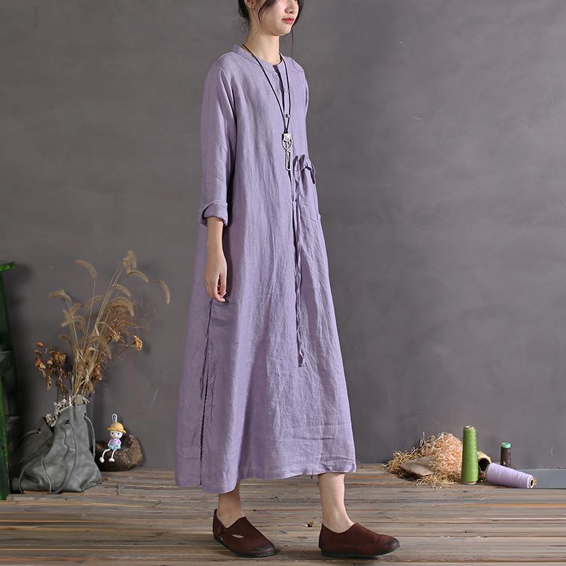 Stylish 2021 Linen Dresses Oversize Vintage Sundress Short Sleeve Maxi Dress - Omychic