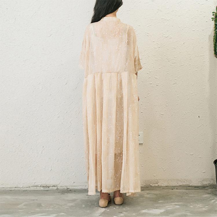 Stylish Print Chiffon Dresses Plus Size Casual Sundress Button Half Sleeve Maxi Dress ( Limited Stock) - Omychic