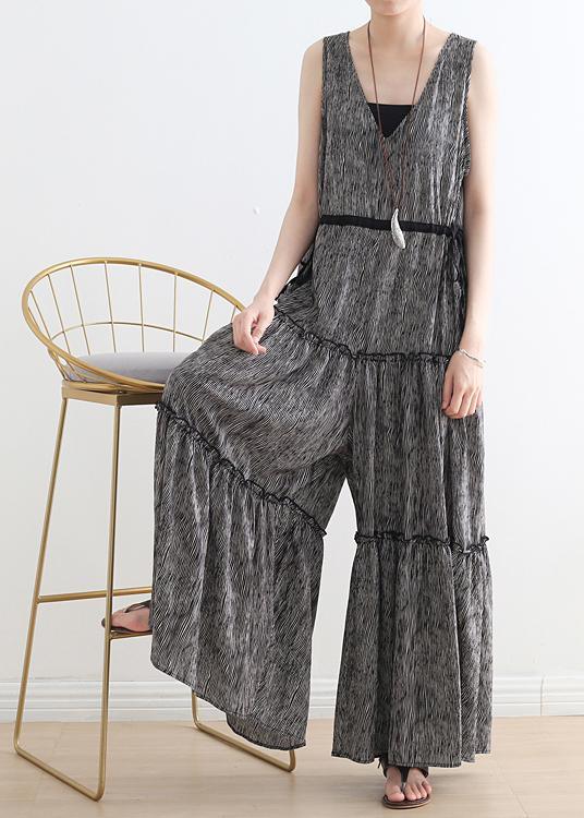Summer Casual Multi-Layer V-neck Strap Pants With Jumpsuits - Omychic
