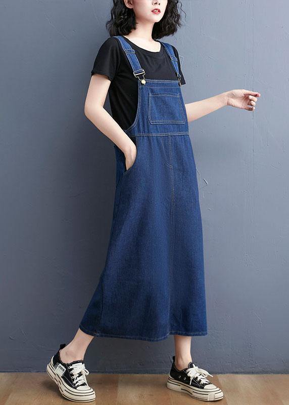 Summer Denim Large Pocket Strap Skirt - Omychic