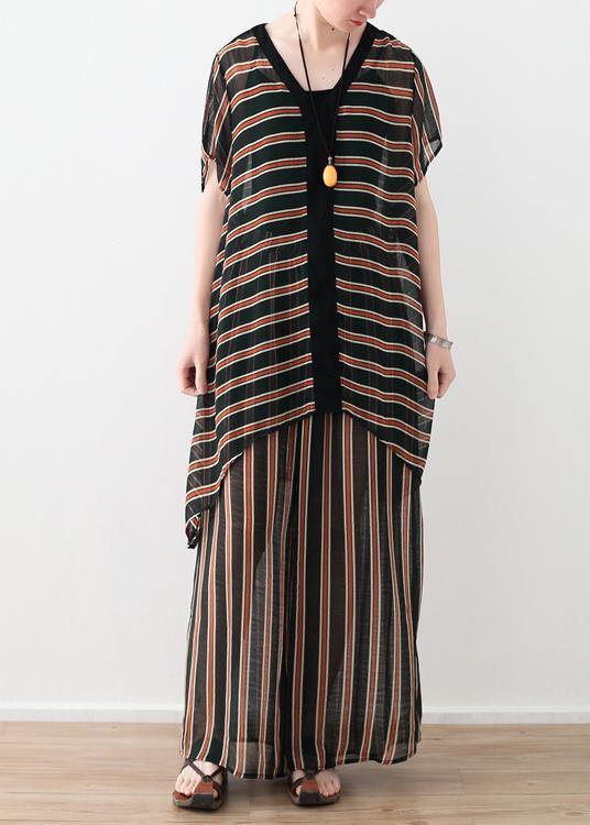 Summer Loose Size Striped Chiffon Shirt - Omychic