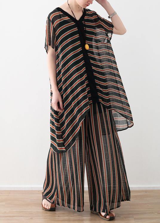 Summer Loose Size Striped Chiffon Shirt - Omychic