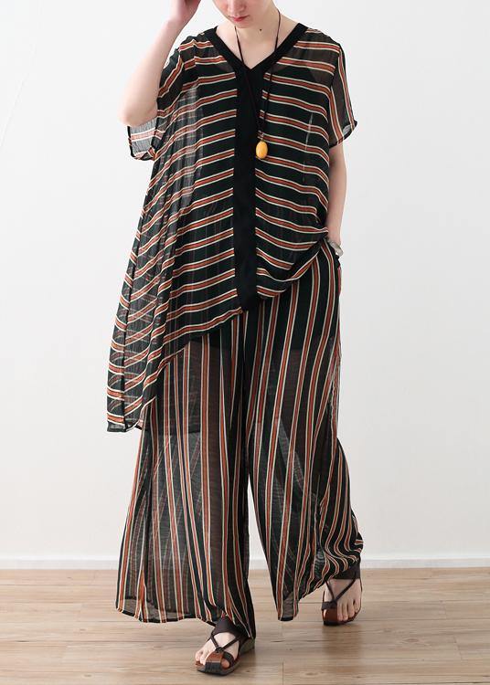 Summer Loose Size Striped Chiffon Shirt - Omychic