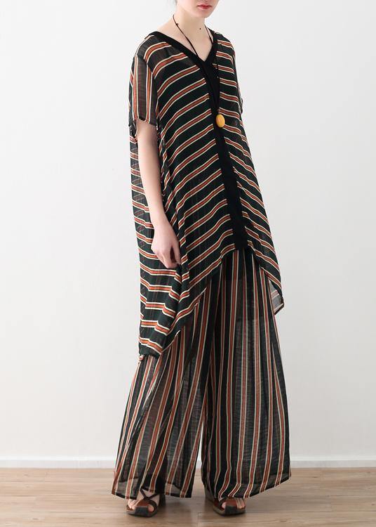 Summer Loose Size Striped Chiffon Shirt - Omychic