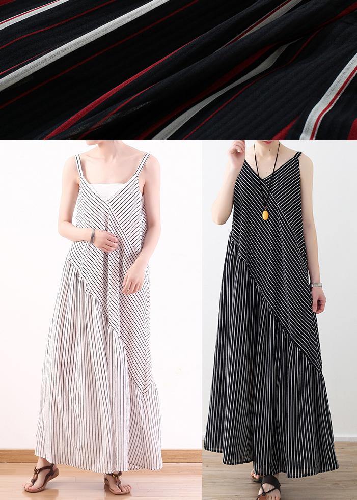 Summer New Sling Large Chiffon Black Striped Jumpsuit - Omychic