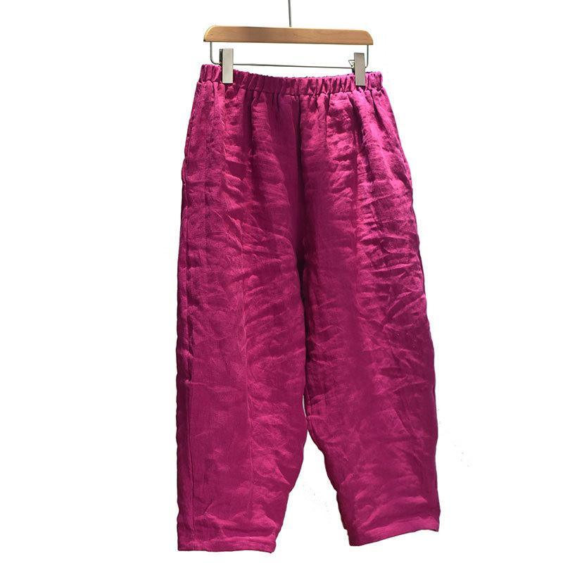 Summer Solid Harem Pants Plus Size 100% Linen Pants - Omychic