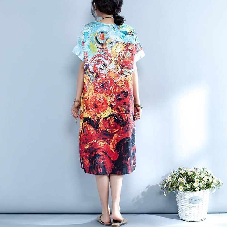 Summer Abstract Printed Straight Midi Dress - Omychic