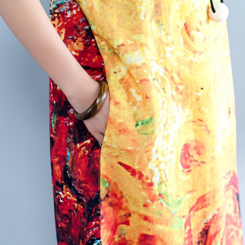 Summer Abstract Printed Straight Midi Dress - Omychic
