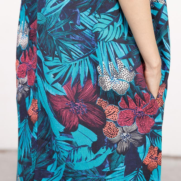 Summer Coloured Printed Round Neck Sleeveless Dress For Women - Omychic